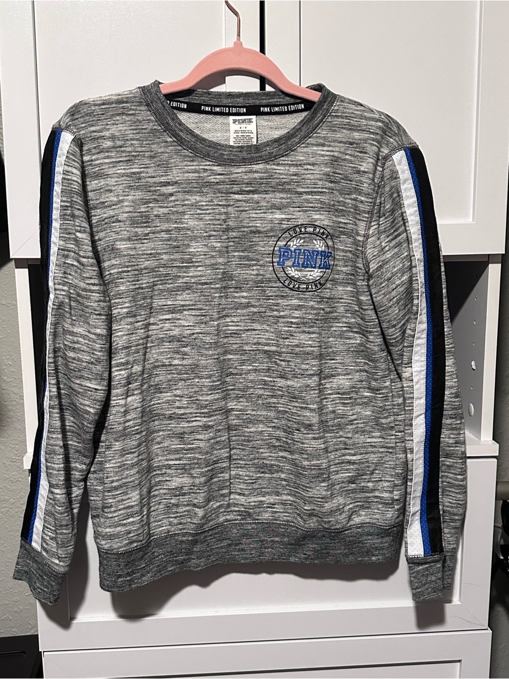 Victoria’s Secret PINK Limited Edition Gray Varsity Sweatshirt Size Small